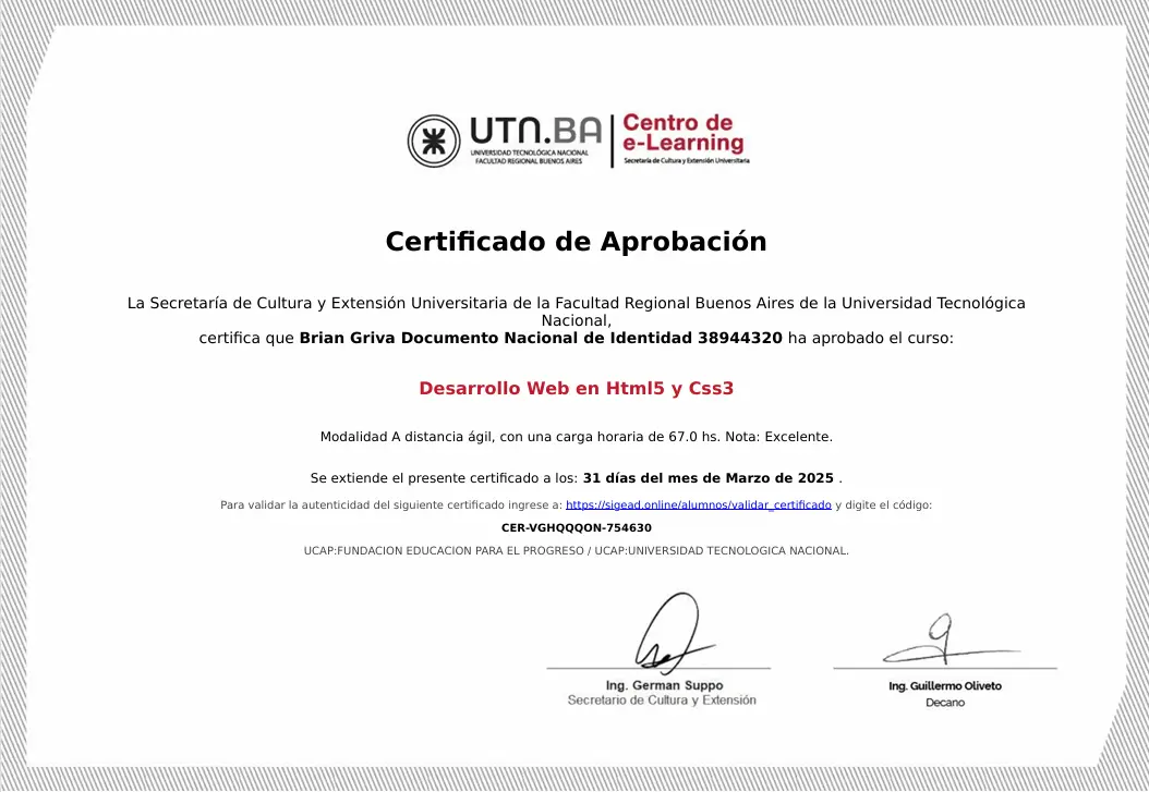 Certificado HTML y CSS